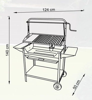 Barbacoa Inox Tocha con Ruedas y Elevador